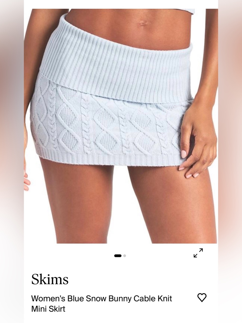 NWT! SKIMS Snow Bunny Shop Cableknit Mini Skirt Zen Blue Size Small